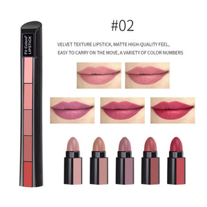 "5-in-1 Matte Lipstick Pen Set: Velvet Rose Purple Lip Tint Combo for Long-Lasting, Non-Stick Cup Gloss - Complete Makeup Kit"