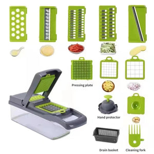 12 in 1 Multifunctional Vegetable Slicer Cutter Shredders Slicer With Basket Fruit Potato